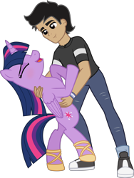 Size: 5000x6661 | Tagged: safe, artist:twinon, imported from derpibooru, twilight sparkle, oc, alicorn, human, pony, colored, dancing, interspecies, sandals, simple background, transparent background, twilight sparkle (alicorn)