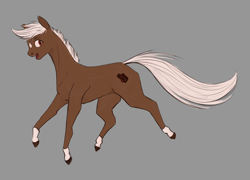 Size: 2500x1800 | Tagged: safe, artist:stray prey, imported from derpibooru, oc, oc only, oc:cherry cordial, earth pony, pony, gray background, male, open mouth, simple background, solo, stallion, star (coat marking)