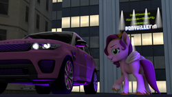 Size: 1920x1080 | Tagged: safe, artist:drixale, imported from derpibooru, pipp petals, pegasus, pony, 3d, billboard, female, g5, land rover, land rover range rover sport, mare, ponyvillefm, source filmmaker, suv, twitch