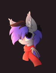 Size: 1641x2160 | Tagged: safe, artist:verlista, imported from derpibooru, oc, oc only, oc:lily moonlight, bat pony, pony, clothes, ear fluff, scarf, simple background, solo, teenager