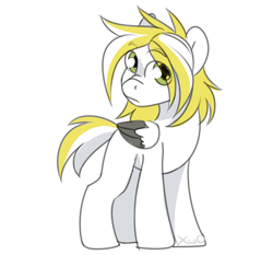 Size: 3000x2800 | Tagged: safe, artist:xwosya, imported from derpibooru, oc, oc:sparrow goon, pegasus, big eyes, cute, foal, male, simple background, simple shading, sketch, solo, standing, white background, younger