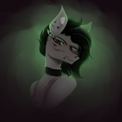 Size: 2048x2048 | Tagged: safe, artist:neonbugzz, imported from derpibooru, oc, oc:pen break, earth pony, pony, angry, bust, looking at you, portrait