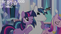 Size: 1920x1080 | Tagged: safe, edit, edited screencap, editor:quoterific, imported from derpibooru, screencap, princess cadance, shining armor, twilight sparkle, the crystal empire