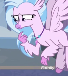 Size: 765x849 | Tagged: safe, imported from derpibooru, screencap, silverstream, classical hippogriff, hippogriff, school daze, cropped, female, jewelry, necklace, solo, spread wings, wings