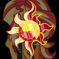 Size: 1111x1111 | Tagged: safe, artist:cloudyglow, artist:sasami87, imported from derpibooru, sunset shimmer, equestria girls, animated, black background, element of empathy, simple background