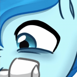 Size: 720x720 | Tagged: safe, artist:maren, imported from derpibooru, oc, oc only, oc:blue chewings, earth pony, pony, animated, close-up, eye, shrunken pupils, solo, webm