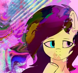 Size: 2048x1923 | Tagged: safe, artist:cuttooth80808, imported from derpibooru, part of a set, oc, oc only, oc:princess schizo, earth pony, pony, album, album cover, album parody, earth pony oc, error, glitch, irly, music, parody, part of a series, schizo en diferentes albums/videos musicales, schizo on different albums/music videos, sewerslvt, solo