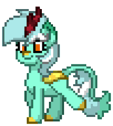 Size: 816x912 | Tagged: safe, artist:twilyisbestpone, derpibooru exclusive, imported from derpibooru, lyra heartstrings, kirin, pony town, animated, cloven hooves, cute, female, gif, kirin lyra heartstrings, kirin-ified, leonine tail, lyrabetes, pixel art, simple background, smiling, solo, species swap, tail, transparent background, trotting, trotting in place, walking