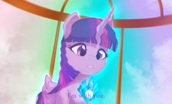 Size: 2048x1247 | Tagged: safe, alternate version, artist:maren, imported from derpibooru, twilight sparkle, alicorn, pony, spoiler:my little pony: make your mark chapter 2, english, female, folded wings, g5, horn, mare, my little pony: make your mark, my little pony: make your mark chapter 2, scene interpretation, solo, twilight sparkle (alicorn), wings