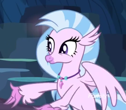 Size: 990x866 | Tagged: safe, imported from derpibooru, screencap, silverstream, classical hippogriff, hippogriff, uprooted, cropped, cute, diastreamies, jewelry, necklace, solo, spread arms