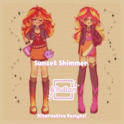 Size: 1900x1900 | Tagged: safe, artist:ahullan, imported from derpibooru, sunset shimmer, human, equestria girls, boots, clothes, ear piercing, earring, english, female, jacket, jewelry, lip piercing, necklace, no nose, notebook, piercing, shoes, skirt, socks, solo, thigh highs