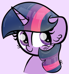 Size: 425x458 | Tagged: safe, artist:sugarcloud12, imported from derpibooru, twilight sparkle, pony, bust, portrait, purple background, simple background, solo