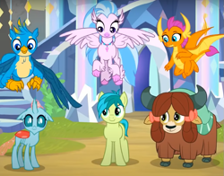 Size: 855x671 | Tagged: safe, imported from derpibooru, screencap, gallus, ocellus, sandbar, silverstream, smolder, yona, changedling, changeling, classical hippogriff, dragon, earth pony, griffon, hippogriff, pony, yak, uprooted, cropped, cute, diaocelles, diastreamies, gallabetes, sandabetes, smolderbetes, student six, treehouse of harmony, yonadorable