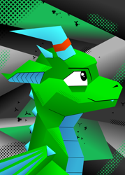 Size: 2000x2800 | Tagged: safe, artist:zocidem, imported from derpibooru, oc, oc only, oc:fridis, dragon, angular, bust, portrait, simple background, solo