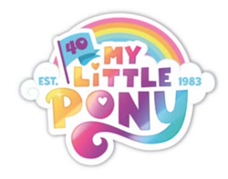 Size: 1024x808 | Tagged: safe, imported from derpibooru, 40, 40th anniversary, g5, logo, my little pony logo, no pony, official, rainbow, simple background, text, white background