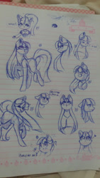 Size: 1837x3265 | Tagged: safe, artist:prettyshinegp, imported from derpibooru, oc, oc only, earth pony, pony, bust, earth pony oc, english, lined paper, raised hoof, sketch, sketch dump, smiling, traditional art