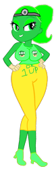 Size: 478x1503 | Tagged: safe, artist:smbros, imported from derpibooru, oc, oc only, oc:healea upa, human, equestria girls, 1up, 1upmushroom, big breasts, breasts, clothes, crossover, doctor, eyeshadow, hand on hip, humanized, makeup, ponytail, power up gals, power-up, shoes, simple background, solo, super mario bros., transparent background, wide hips