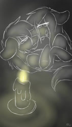 Size: 540x960 | Tagged: safe, artist:missclaypony, imported from derpibooru, oc, oc only, pony, candle, hug, oc x oc, shipping