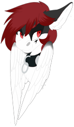 Size: 667x1134 | Tagged: safe, artist:missclaypony, imported from derpibooru, oc, oc only, pegasus, pony, bust, chains, collar, ear fluff, pegasus oc, simple background, smiling, transparent background, wings