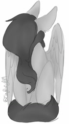 Size: 720x1280 | Tagged: safe, artist:missclaypony, imported from derpibooru, oc, oc only, pegasus, pony, hair over eyes, pegasus oc, signature, simple background, solo, white background, wings