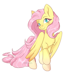 Size: 2644x2889 | Tagged: safe, artist:dahleea, imported from derpibooru, fluttershy, pegasus, pony, cute, female, looking at you, mare, shyabetes, simple background, smiling, smiling at you, solo, white background