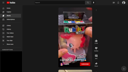 Size: 1366x768 | Tagged: safe, imported from derpibooru, pinkie pie, human, pony, umbreon, my little pony: the movie, box, female, human male, logo, male, merchandise, my little pony logo, offscreen character, offscreen human, pokémon, solo, toy, youtube, youtube link, youtube shorts