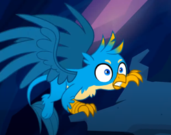 Size: 672x531 | Tagged: safe, imported from derpibooru, screencap, gallus, griffon, uprooted, cropped, gritted teeth, male, solo, spread wings, teeth, wings
