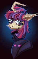 Size: 1078x1640 | Tagged: safe, artist:neonbugzz, imported from derpibooru, moondancer, pony, unicorn, curved horn, glasses, horn