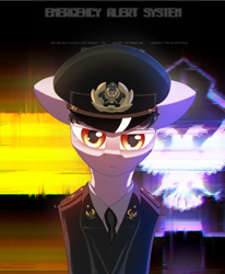 Size: 1563x1896 | Tagged: safe, artist:rainydark, imported from derpibooru, oc, pony, black background, black hair, blue background, clothes, digital art, english, hearts of iron 4, looking at you, male, military, military uniform, orange background, orange eyes, simple background, solo, the new order: last days of europe, uniform