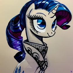 Size: 1024x1024 | Tagged: safe, imported from derpibooru, rarity, pony, unicorn, ai content, ai generated, bust, generator:purplesmart.ai, generator:stable diffusion, solo