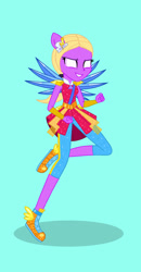 Size: 792x1524 | Tagged: safe, artist:dj-poltercat, imported from derpibooru, rainbow dash, human, equestria girls, base used, blue background, clothes swap, crossover, crystal guardian, cyan background, luigi's mansion 3, nikki (luigi's mansion 3), simple background, solo