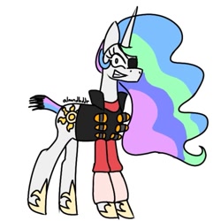 Size: 775x775 | Tagged: safe, artist:almondbudder, imported from derpibooru, princess celestia, pony, crossover, demoman, eyepatch, simple background, solo, white background