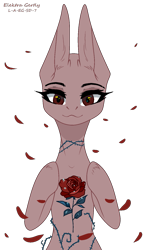 Size: 881x1530 | Tagged: safe, artist:elektra-gertly, imported from derpibooru, pony, 2020, base, bust, eyelashes, female, flower, mare, old art, rose, simple background, smiling, transparent background