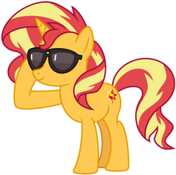 Size: 1024x1015 | Tagged: safe, imported from derpibooru, sunset shimmer, pony, unicorn, equestria girls, simple background, solo, sunglasses, transparent background