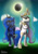 Size: 1024x1449 | Tagged: safe, imported from derpibooru, princess celestia, princess luna, alicorn, pony, bipedal, cloud, crossed legs, crown, duo, eclipse, ethereal mane, ethereal tail, female, hoof shoes, jewelry, mare, regalia, royal sisters, siblings, simple background, sisters, smiling, standing on two hooves, starry mane, starry tail, sunglasses, tail, transparent background