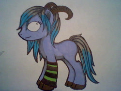 Size: 640x480 | Tagged: safe, artist:wingedwolf94, oc, oc only, unnamed oc, hybrid, pony, sheep, sheep pony, cloven hooves, female, leg warmers, traditional art