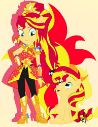 Size: 463x600 | Tagged: safe, artist:nikkicatabas, imported from derpibooru, sunset shimmer, pony, unicorn, equestria girls, crystal guardian, human and pony, self paradox, self ponidox, solo