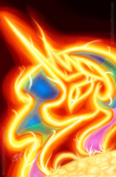 Size: 1262x1920 | Tagged: safe, artist:greensalamander, artist:kevingibes, imported from ponybooru, princess celestia, alicorn, profile, solo, space, sun, watermark