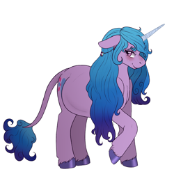 Size: 3000x3000 | Tagged: safe, artist:ponykittenboi, derpibooru exclusive, imported from derpibooru, izzy moonbow, pony, unicorn, blushing, cute, eyebrows, female, floppy ears, freckles, g5, gradient mane, high res, izzy mombow, leonine tail, lidded eyes, looking at you, mare, pregnant, raised hoof, signature, simple background, smiling, smiling at you, solo, sparkles, tail, white background