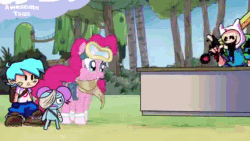 Size: 426x240 | Tagged: safe, artist:awesome toon, imported from derpibooru, pinkie pie, twilight sparkle, alicorn, dog, earth pony, human, pony, rabbit, abuse, adventure time, angry, animal, animated, bag, bandage, beam, bomb, boom, boyfriend, bun-bun, castle of the royal pony sisters, clothes, corrupted, crying, ducking, dusk till dawn, error, eyes closed, falling, female, finn the human, flying, friday night funkin', giggling, girlfriend, glitch, goggles, grin, gun, hair bun, horn, iris out, jake the dog, jumping, looking back, lying down, magic, male, mare, microphone, moon, nervous, nervous grin, night, one eye closed, ouch, pibby, pinkiebuse, pinpoint eyes, prone, raised hoof, riding a pony, sad, saddle bag, scared, scarf, screaming, shocked, smiling, socks, sound, spread wings, sword, text, twilight sparkle (alicorn), unamused, walking, weapon, webm, wings, wink, youtube link