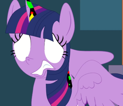 Size: 444x380 | Tagged: safe, artist:fasttoon, imported from derpibooru, twilight sparkle, alicorn, pony, corrupted, dusk till dawn, error, female, glitch, horn, mare, pibby, sad, spread wings, twilight sparkle (alicorn), wings, youtube link