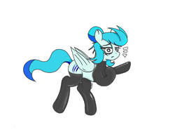 Size: 2160x1620 | Tagged: safe, artist:xdamny, imported from derpibooru, oc, oc only, oc:piva storm, pegasus, clothes, cute, gloves, latex, latex gloves, latex stockings, simple background, solo, stockings, surprised, thigh highs, white background, wings
