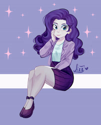 Size: 2280x2820 | Tagged: safe, artist:lizzchan, imported from derpibooru, rarity, human, equestria girls, clothes, doodle, female, hand on cheek, looking at you, smiling, solo