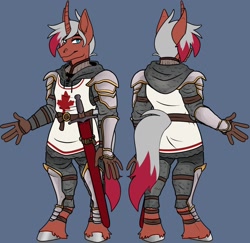 Size: 1680x1631 | Tagged: safe, artist:skylleon, imported from derpibooru, oc, oc:heartstring fiddler, anthro, digitigrade anthro, anthro oc, armor, knight, old art, sword, weapon