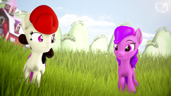 Size: 3840x2160 | Tagged: safe, artist:marshmallow-pone, imported from derpibooru, oc, oc only, oc:endermuffin, oc:harmony rose, pony, 3d, duo, scene build, source filmmaker