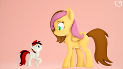 Size: 3840x2160 | Tagged: safe, artist:marshmallow-pone, imported from derpibooru, oc, oc only, oc:timber, oc:vani, alicorn, pegasus, pony, 3d, alicorn oc, duo, horn, size difference, source filmmaker, wings