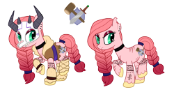 Size: 3228x1701 | Tagged: safe, artist:starrspice, imported from derpibooru, oc, oc only, oc:skarrlet, pony, barbarian, boots, choker, commission, dungeons and dragons, ear piercing, earring, eye scar, eyeshadow, facial scar, fantasy class, female, fur coat, helmet, jewelry, makeup, mare, pen and paper rpg, piercing, ponified, ponified oc, reference sheet, rpg, scar, shoes, simple background, skull, solo, tail, tail wrap, tattoo, transparent background, unshorn fetlocks