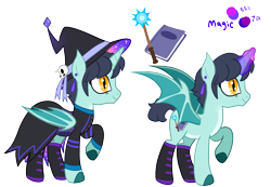 Size: 2872x1984 | Tagged: safe, artist:starrspice, imported from derpibooru, oc, oc only, oc:phazma, alicorn, bat pony, bat pony alicorn, pony, undead, vampire, vampony, alicorn oc, bat pony oc, bat wings, boots, cloak, clothes, commission, dress, dungeons and dragons, ear piercing, earring, fantasy class, female, glowing, glowing horn, hat, horn, jewelry, magic, mare, markings, necromancer, pen and paper rpg, piercing, ponified, ponified oc, raised hoof, reference sheet, rpg, shoes, simple background, solo, transparent background, wings, witch hat, wizard hat