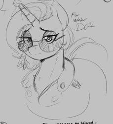 Size: 569x621 | Tagged: safe, artist:thelunarmoon, imported from derpibooru, oc, oc only, pony, unicorn, eyeshadow, female, grayscale, lidded eyes, looking at you, makeup, mare, monochrome