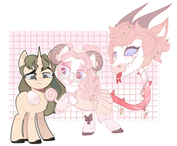 Size: 1280x1053 | Tagged: safe, artist:arina-gremyako, imported from derpibooru, oc, oc only, cow plant pony, monster pony, original species, plant pony, pony, unicorn, augmented, augmented tail, candy, closed species, collaboration, colored hooves, food, horn, horns, lollipop, plant, side hug, simple background, tail, tongue out, transparent background, unicorn oc